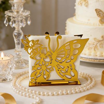 1PC Elegant Butterfly Acrylic Napkin Holder, Creative Countertop Tissue Holder, Suitable for Kitchen and Dining Decoration