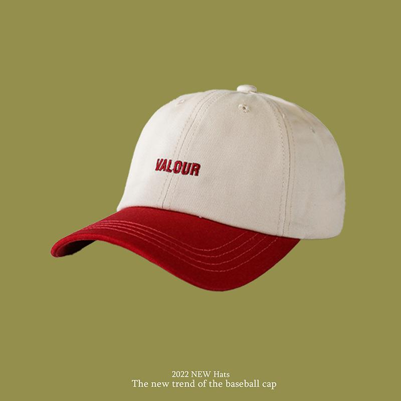 

Новый стиль, женская бейсболка с мягким верхом и вышивкой букв, с большими полями и мужским солнцезащитным козырьком, бейсболка с цветными блоками M（56-58cm）