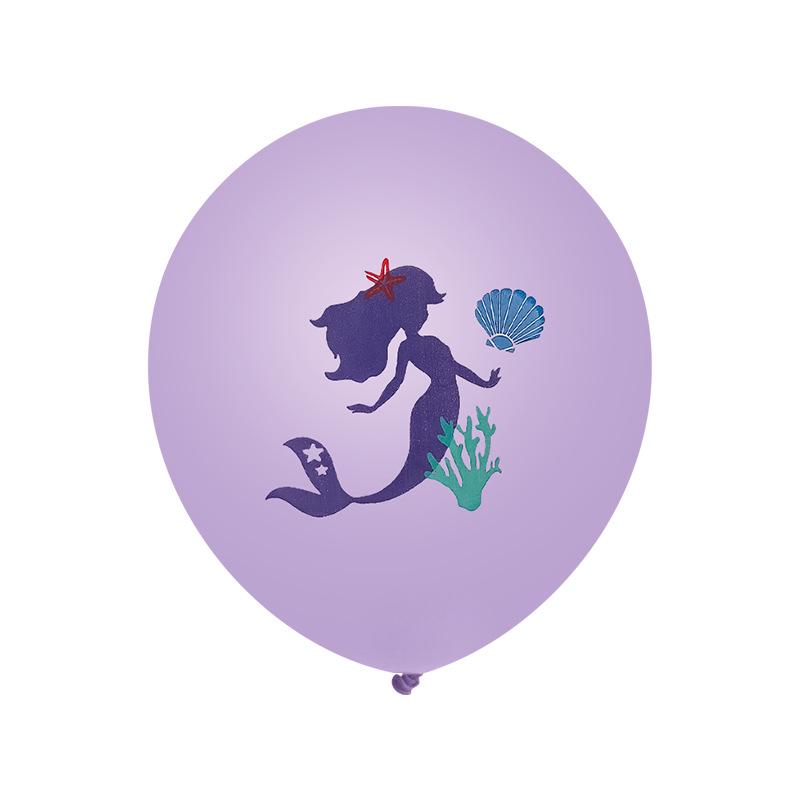 12-inch Mermaid Balloons: Cartoon-Shaped, Purple & Tiffany Blue Pearlescent Latex