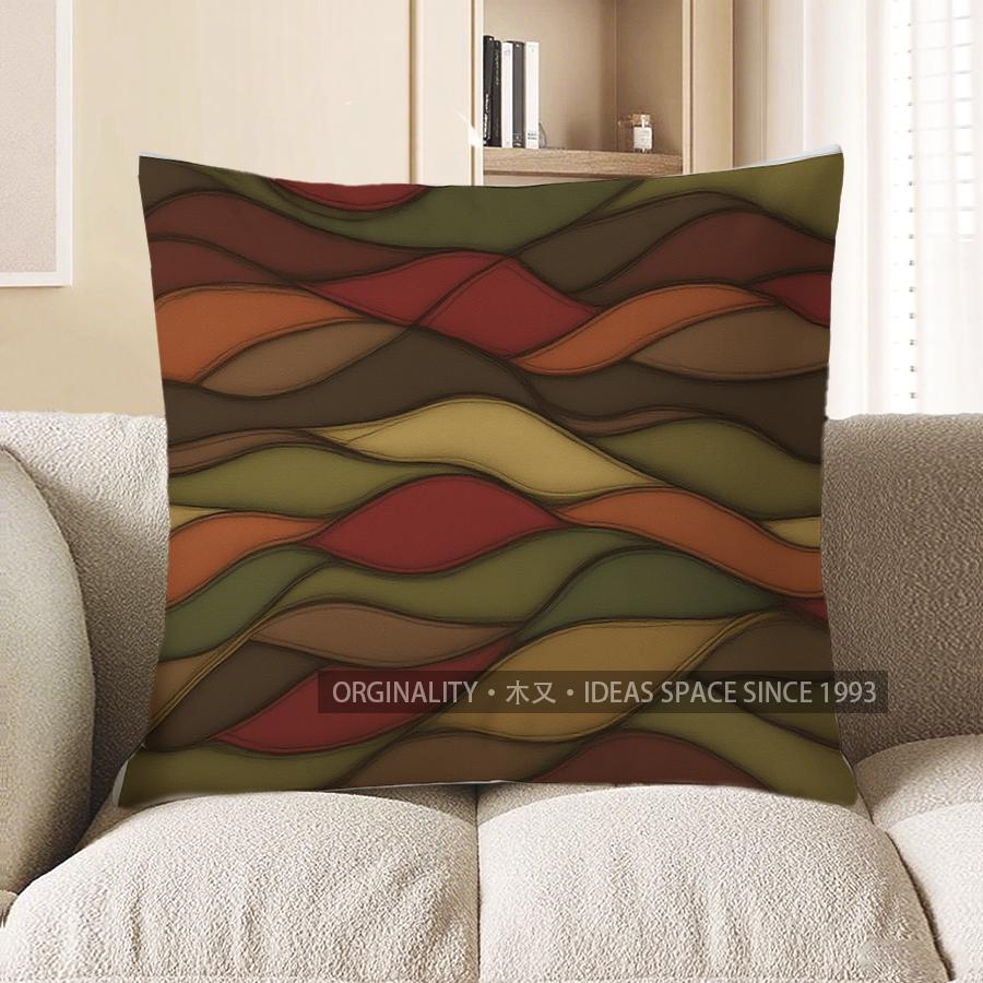 Home Decor Abstract Wavy Pattern Geometric Pillow Cover Pattern Cushion Cover Suitable for Sofa Bedroom Car Pillow Cover