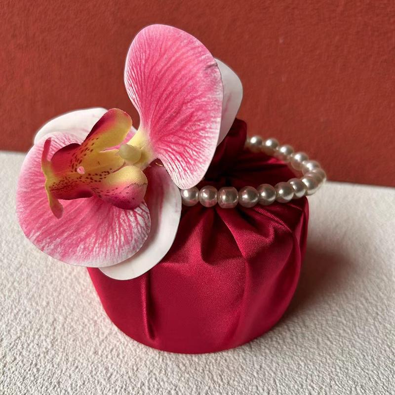 

Тканевая сумка-узел из атласного шелка цвета орхидеи, сумочка, подарочная коробка для украшений, свадебный пакет для конфет