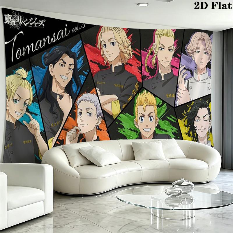 Tokyo Revengers Wall Tapestry Aesthetic Wall Hanging Printed Fabric Blanket Decorative Tapestries for Bedroom Living Room Home Decor