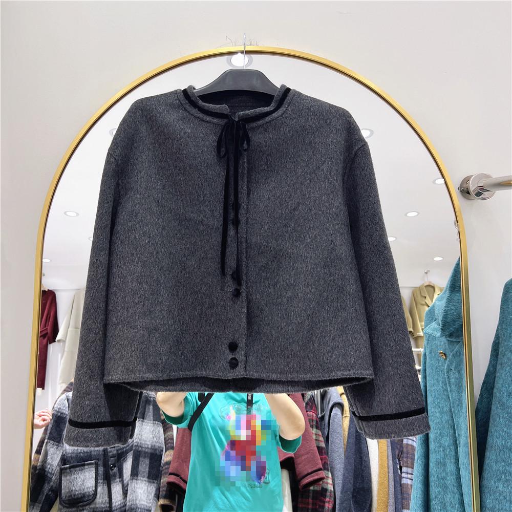 2024 Autumn/Winter French Chic Petite Double-Sided Cashmere Bow Coat
