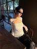 9-Hour Pure Desire Lace Patchwork Women's T-Shirt, Spring 2026 Jacquard Long-Sleeve Inner Top C3087