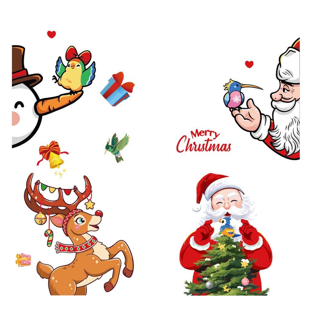2025 Christmas Decoration for Home Gift Box Bell Electrostatic Sticker Santa Claus Snowman Elk Glass Stickers Xmas Ornaments