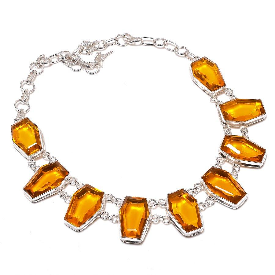 

Honey Topaz Gemstone Handmade 925 Sterling Silver Jewelry Necklace 18 I0n72