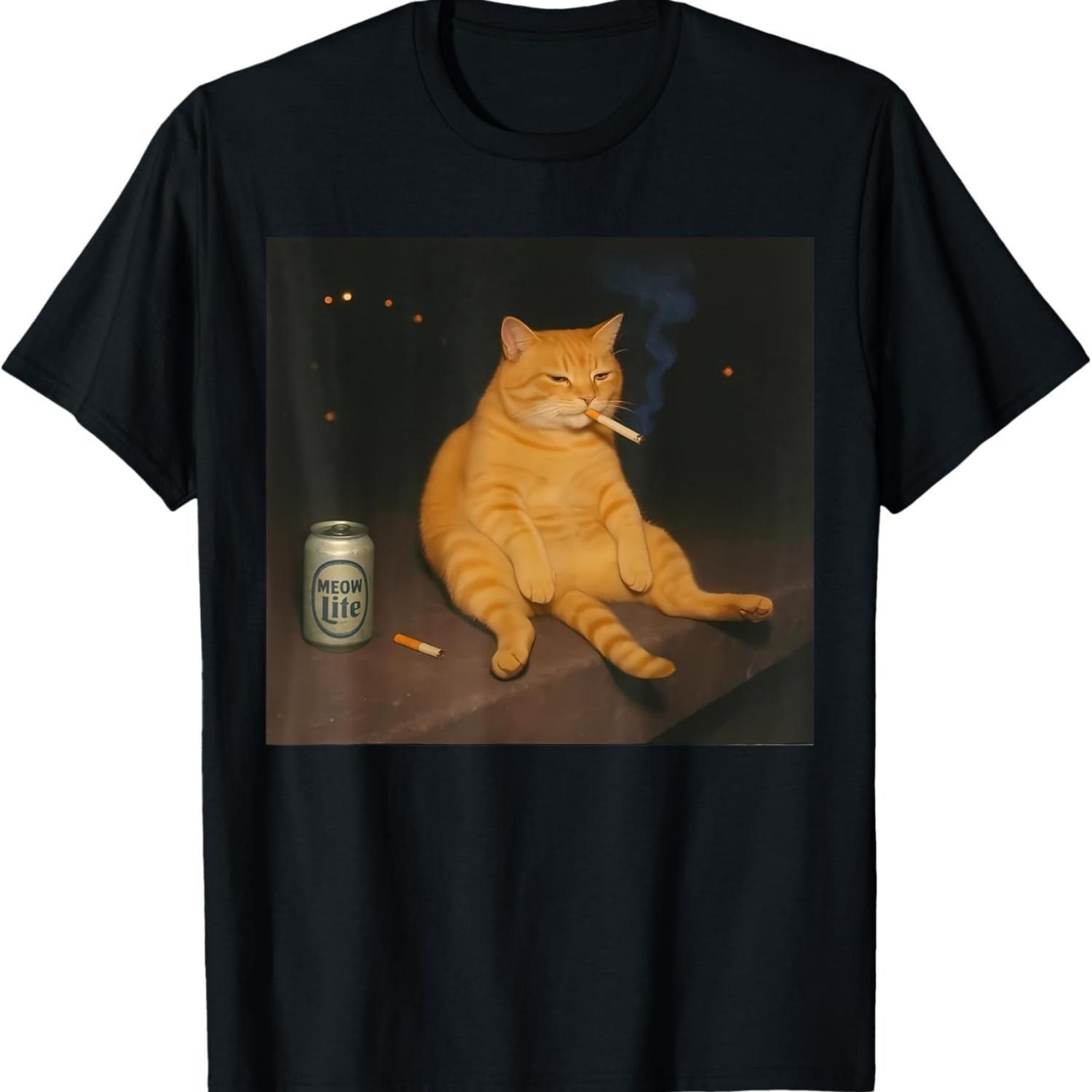 Cigarette Kitten Gen Z Joke Smoking Cat Meme Stupid Brainrot T-Shirt S