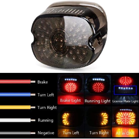 

60-LED 12V Motorcycle Tail Light Brake Turn Signal Lamp License Plate Light Tail Light Replacement for 2002-2010 FXST Models Harley Davidson Dyna