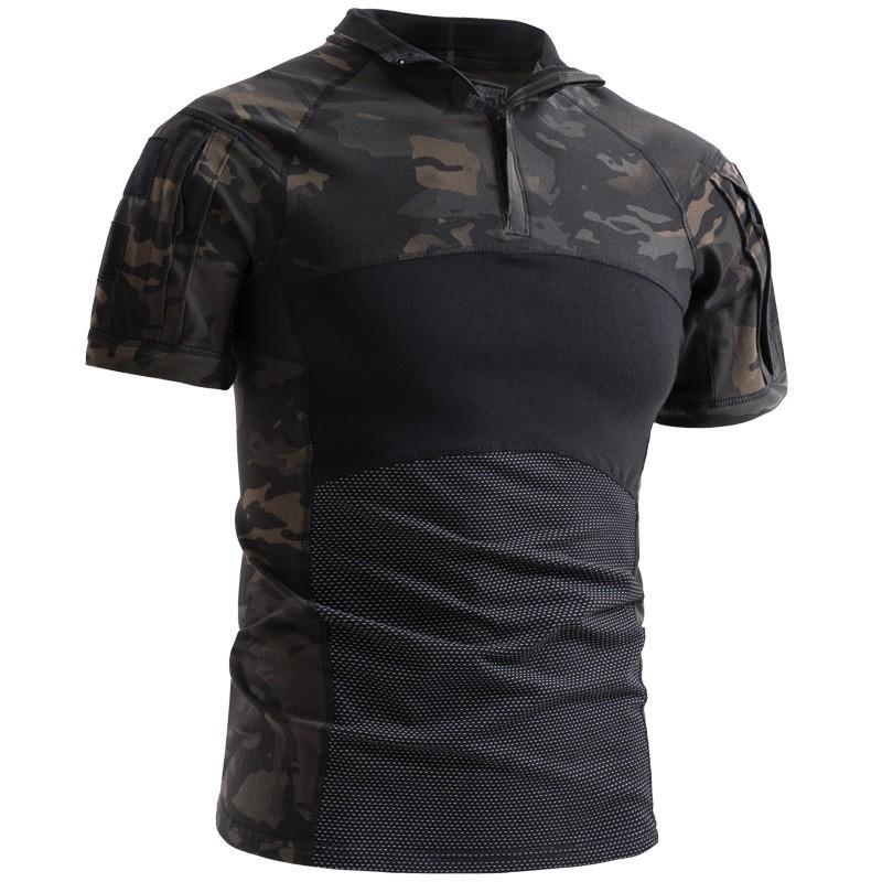 Knitted Frog Clothes Men's Camouflage Short-sleeved Slim Elastic T-shirt Property Team Building Top
