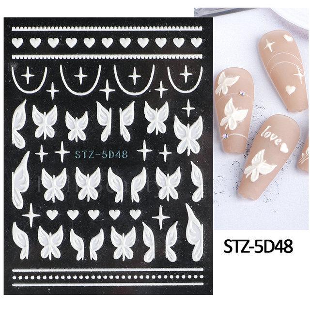 Nail Art Stickers Ins Embossed 5D Three-dimensional Rose Butterfly Ice Transparent Butterfly Adhesive Nail Stickers