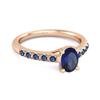 Blue Sapphire Oval Solitaire Accents Ring - 925 Sterling Silver Rose Gold Vermeil