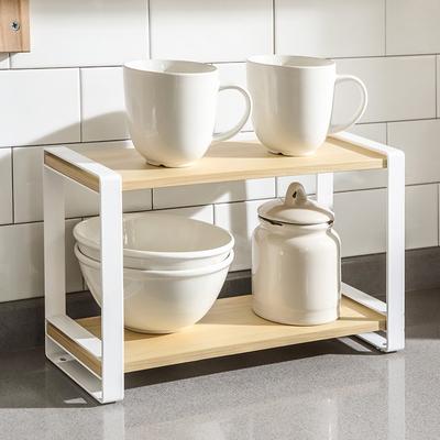 Double Layer Storage Rack Kitchen Spices Plank Shelf Home Stainless Steel Sundries Organization Rack Table Cutlery Metal Holders
