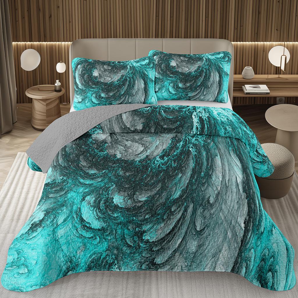 Marble Grain Bedspread Twin King,Abstract Marble Texture Design Quilted Marbling Coverlet Set Ink Fluid Art Quilt Set Home Decor