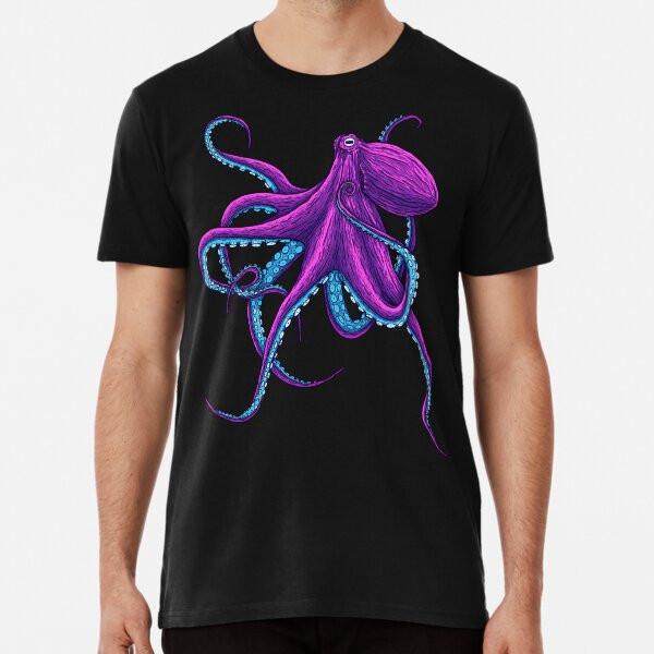 

Сочная фиолетовая забавная футболка с глубоководным осьминогом S-5XL Лучшая футболка 4XL