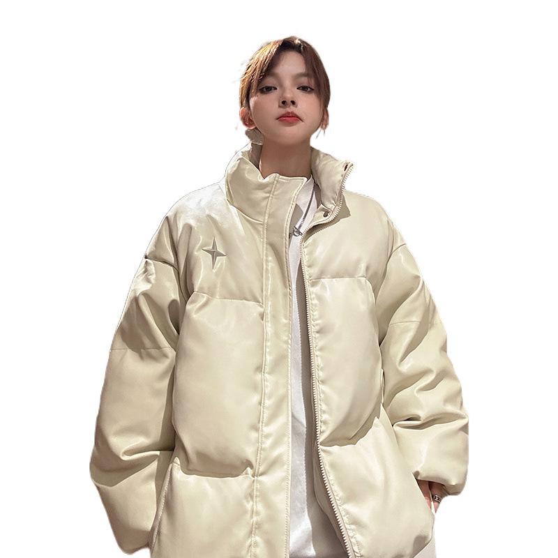 Doudoune d'hiver pour femme grande taille épaissie rembourrée mi-longue à col montant zippée à sections couleur unie chaude décontractée vestes hauts