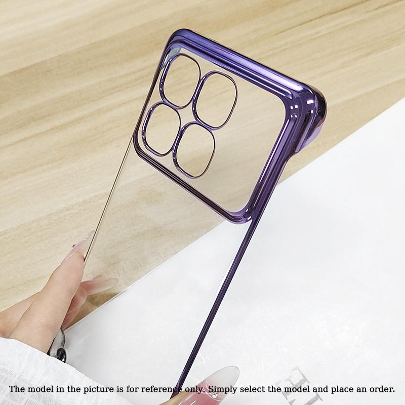 Plating Frameless Transparent Phone Case For Xiaomi Redmi K80 Pro Champion Shockproof Bumper Colorful Hard Shell Protective Back Cover