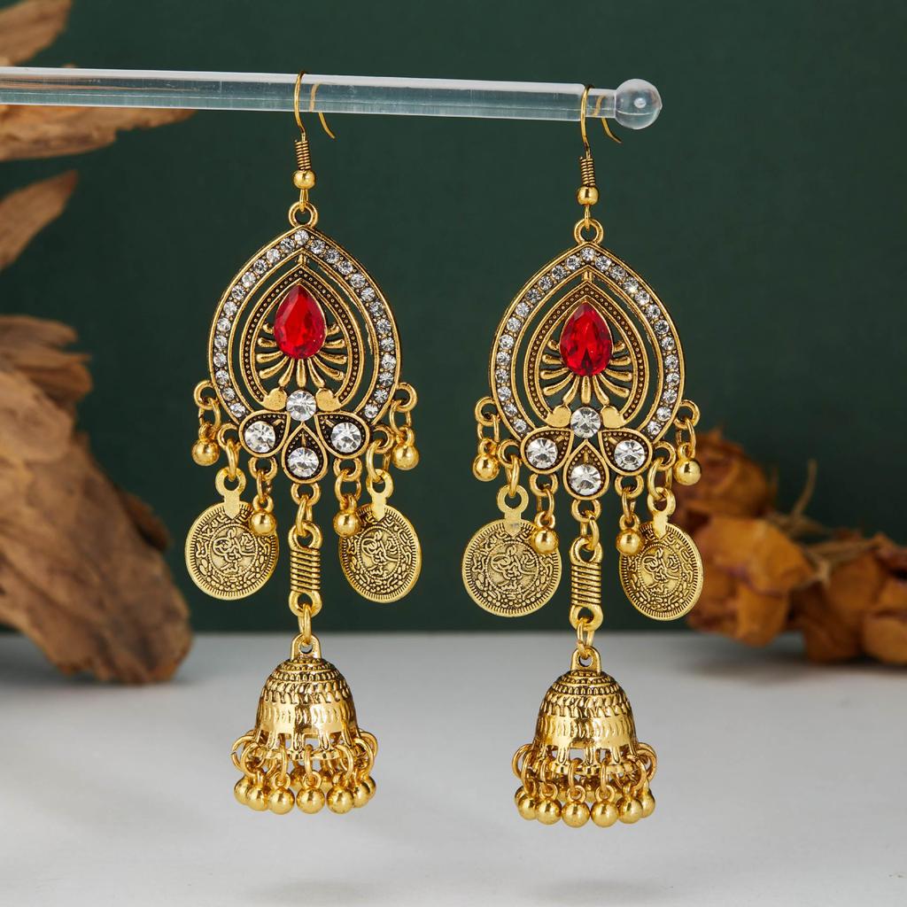Nepalese Ethnic Tassel Coin & Water Drop Earrings for Women
