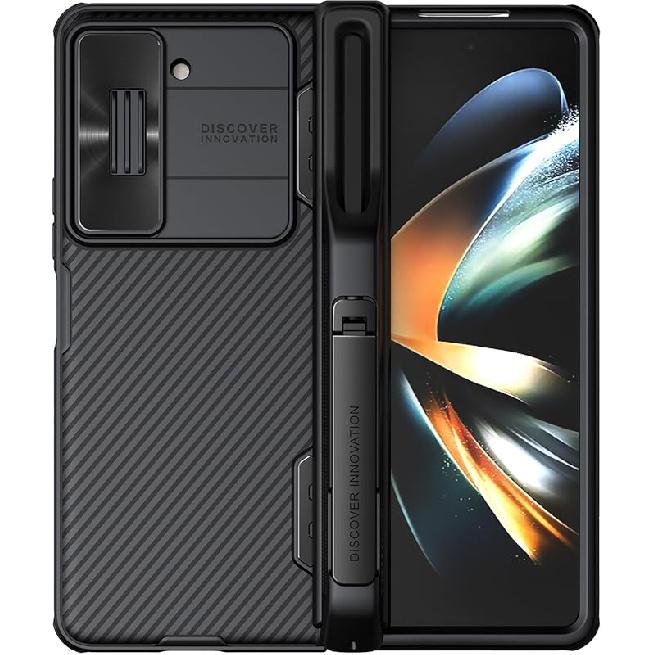 

Mangix для Samsung Galaxy Z Fold 5 Чехол с держателем для S Pen и сдвижной крышкой камеры [Креативная защита шарнира][Скрытая подставка] Защитный чехол для телефона Z FOLD 5 чёрный