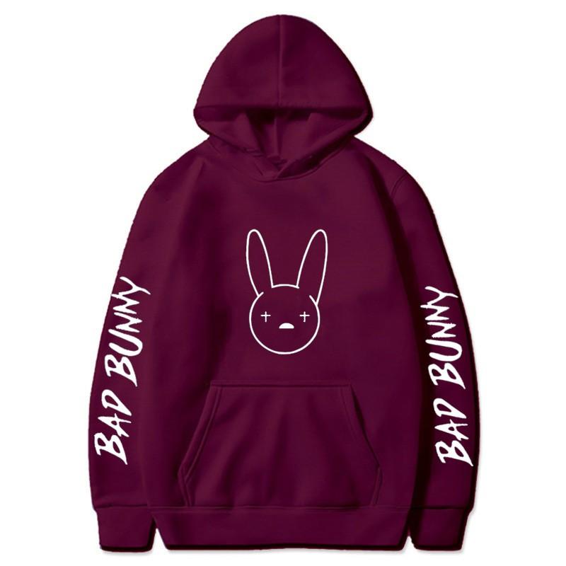 Bad Bunny Print Fleece Hoodie Unisex Casual Pullover Streetwear Customizable Sweatshirt