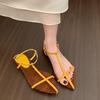 French pointed cross strap sandals women's shoes 2025 new summer with skirt fairy temperament Roman shoes