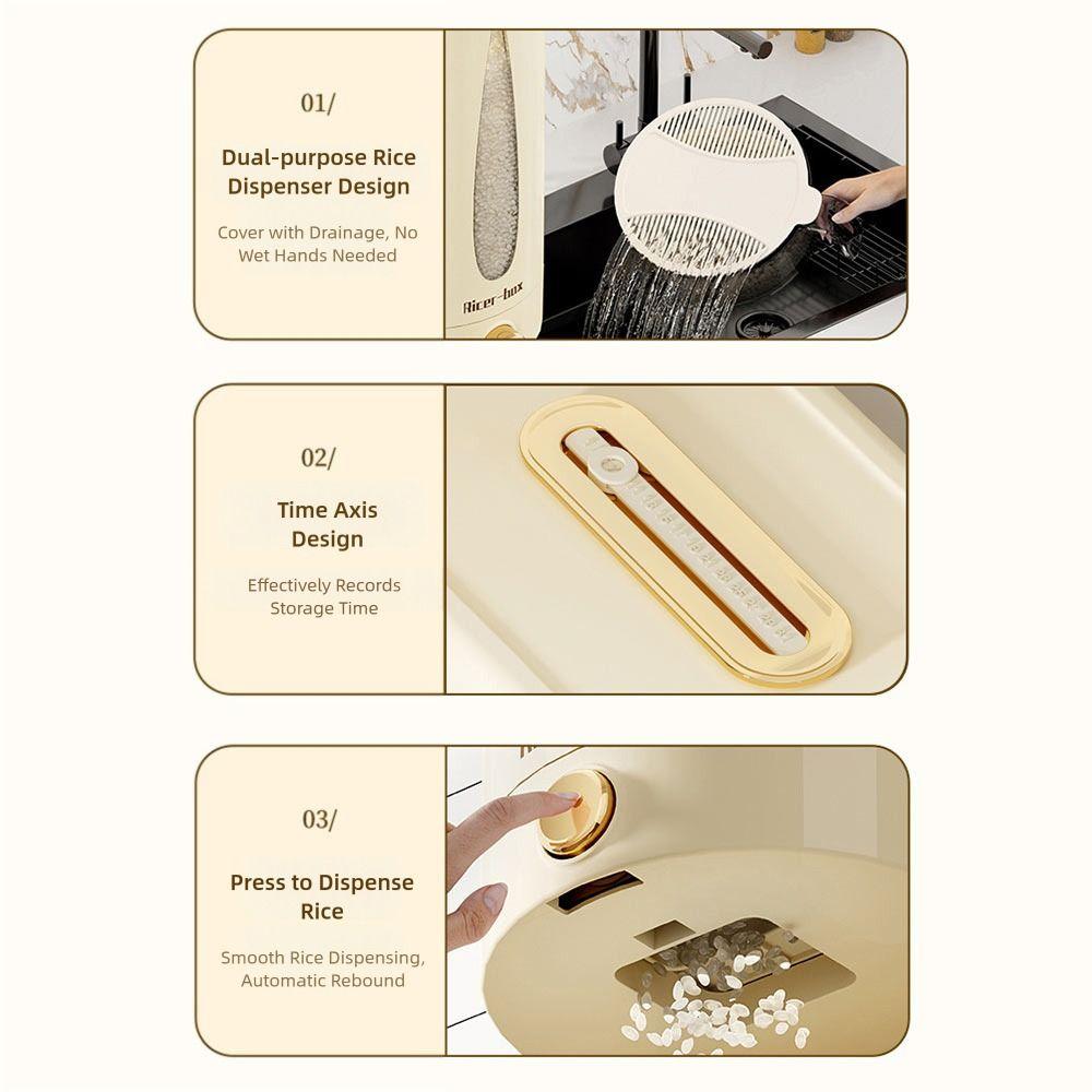 Household 5kg/10kg Rice Dispenser Sealed and Fresh Moisture Proof Rice Bucket Insect-proof Cereal Containers Grain Preservation