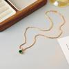 Emerald Pendant Necklace - Japanese & Korean Vintage-Inspired, Versatile Clavicle Design 