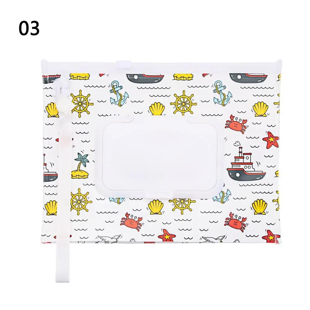 1PC Wet Wipes Bag Portable Flip Cover Snap-Strap Cosmetic Pouch Cute Baby Tissue Box Outdoor Cute Stroller Carrying Case Acces