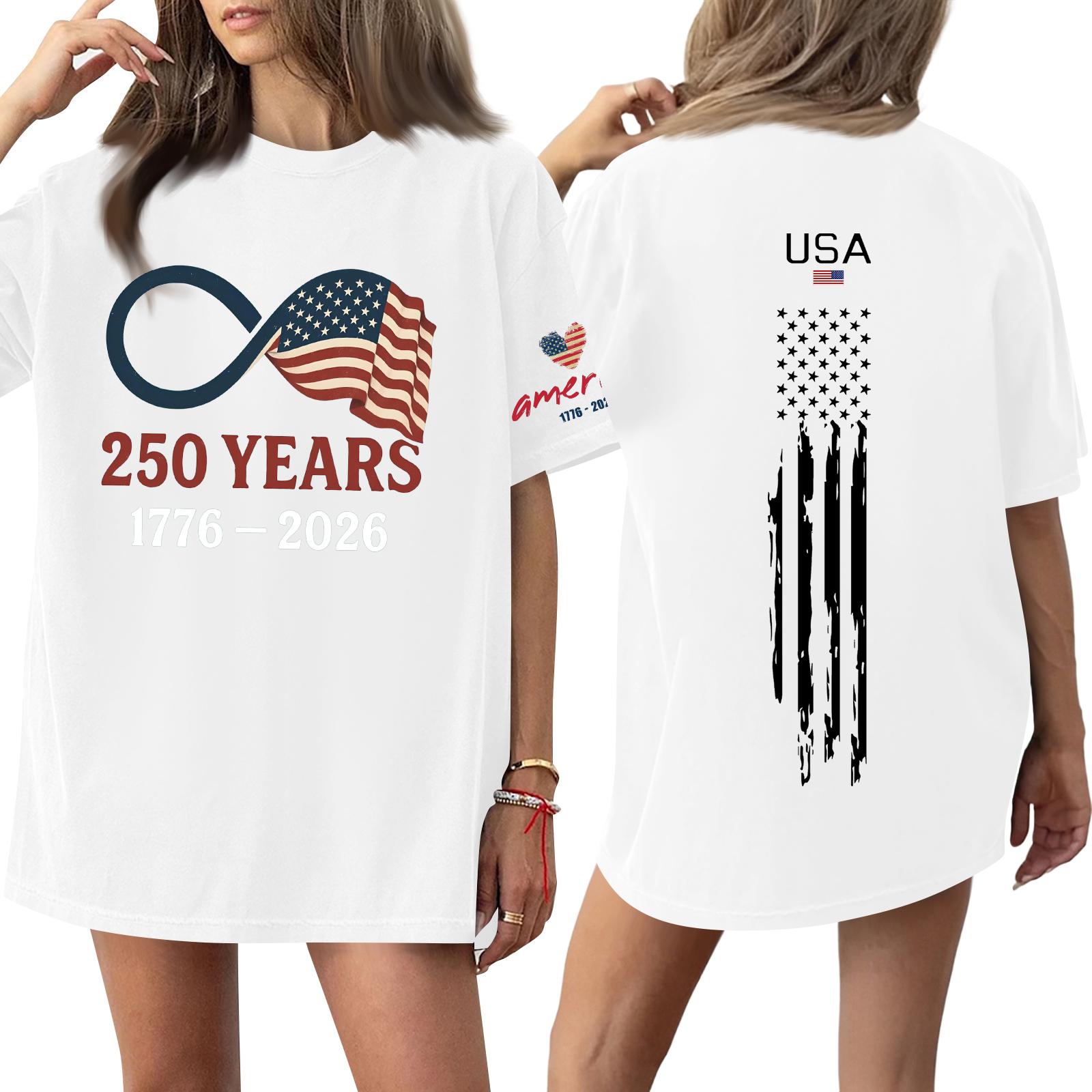 

250 Anniversary USA Shirt Womens Tops America 250 Shirt USA Apparel Patriotic Shirts for Women USA Shirt XL білий