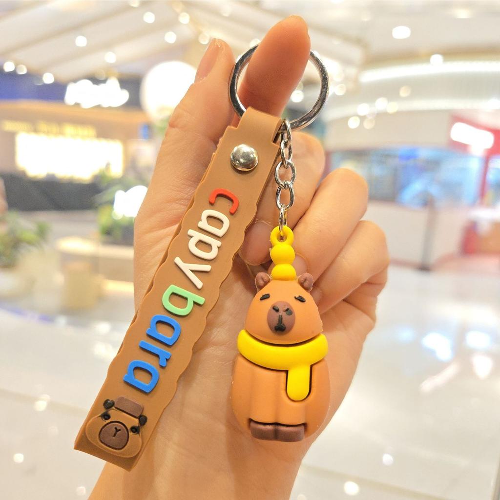 Capybara Serie Puppen Schlüsselanhänger, Kreativer Silikon Wasser Meerschweinchen Schlüsselanhänger Paar Taschenanhänger