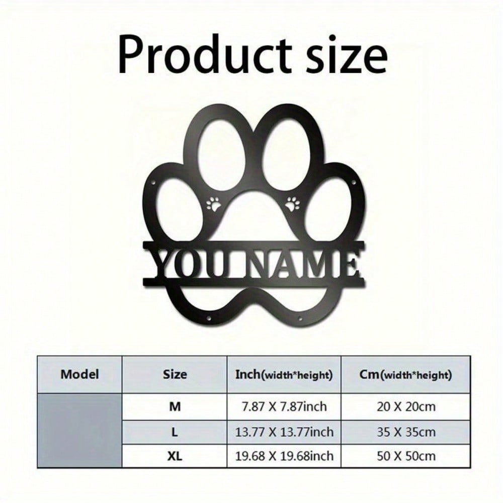 Benutzerdefinierte Hundename Schild Wandkunst Metall Pfotenabdruck Dekor für Tierliebhaber Einzigartiges Geschenk