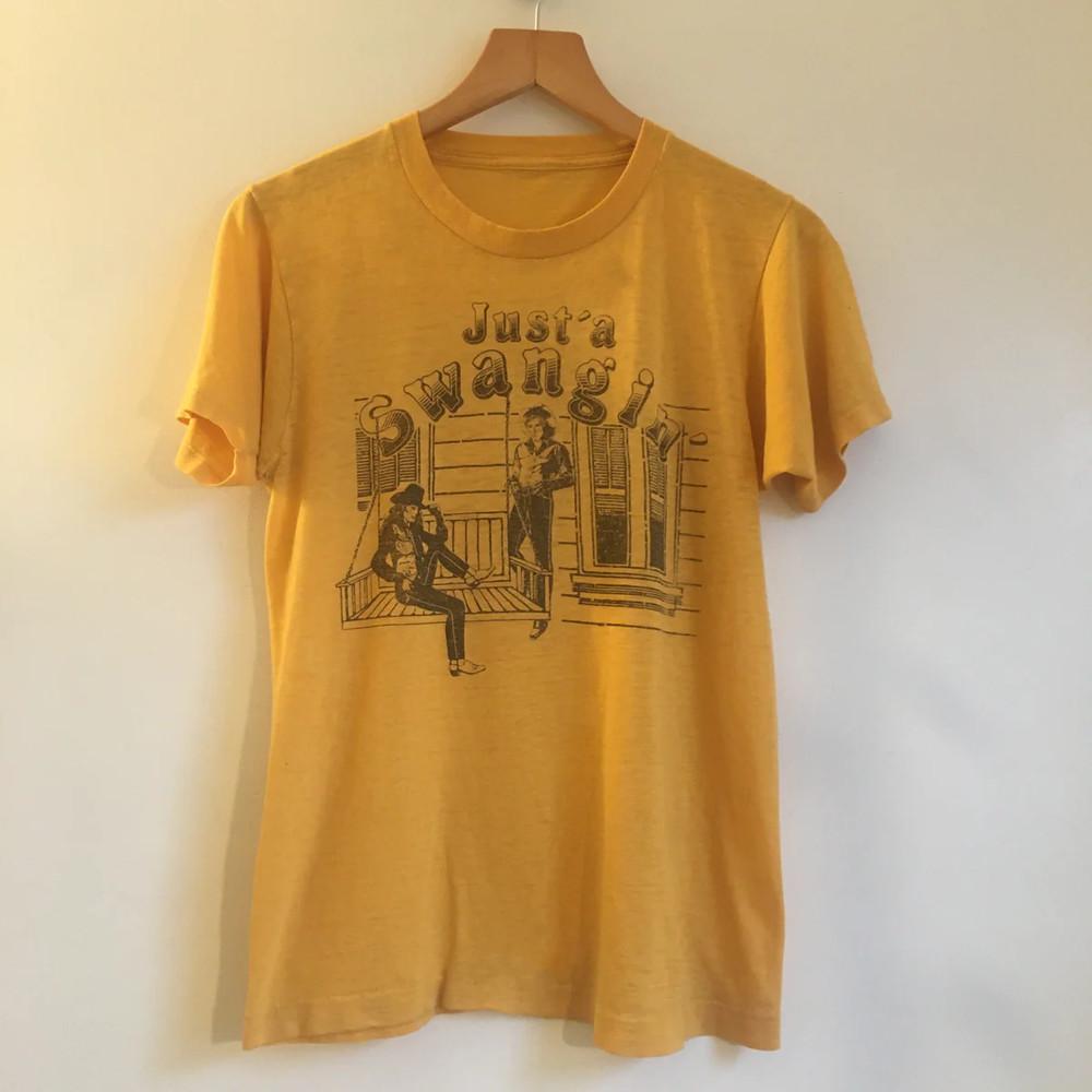 80s John Anderson Just a SWANGIN Shirt Classic Yellow  1K0028 Unisex T-Shirt L