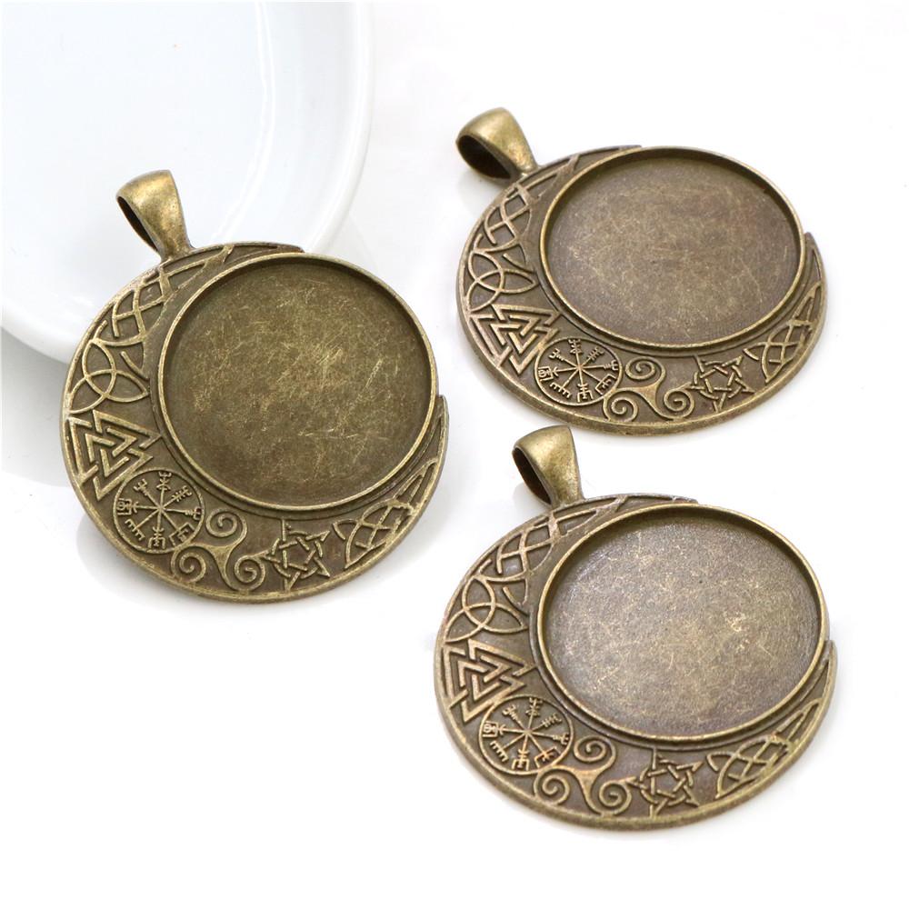 New Fashion 5pcs 25mm Inner Size Antique Silver Plated And Bronze Baroque Style Cabochon Base Setting Charms Pendant