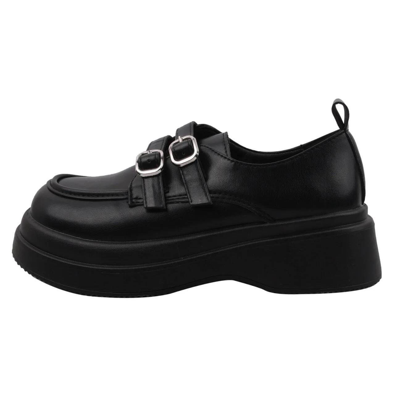 Women Leather Loafers Spring New! Korean Platform Mary Jane Thick Soled Closure Low Heel for Adult Women 36