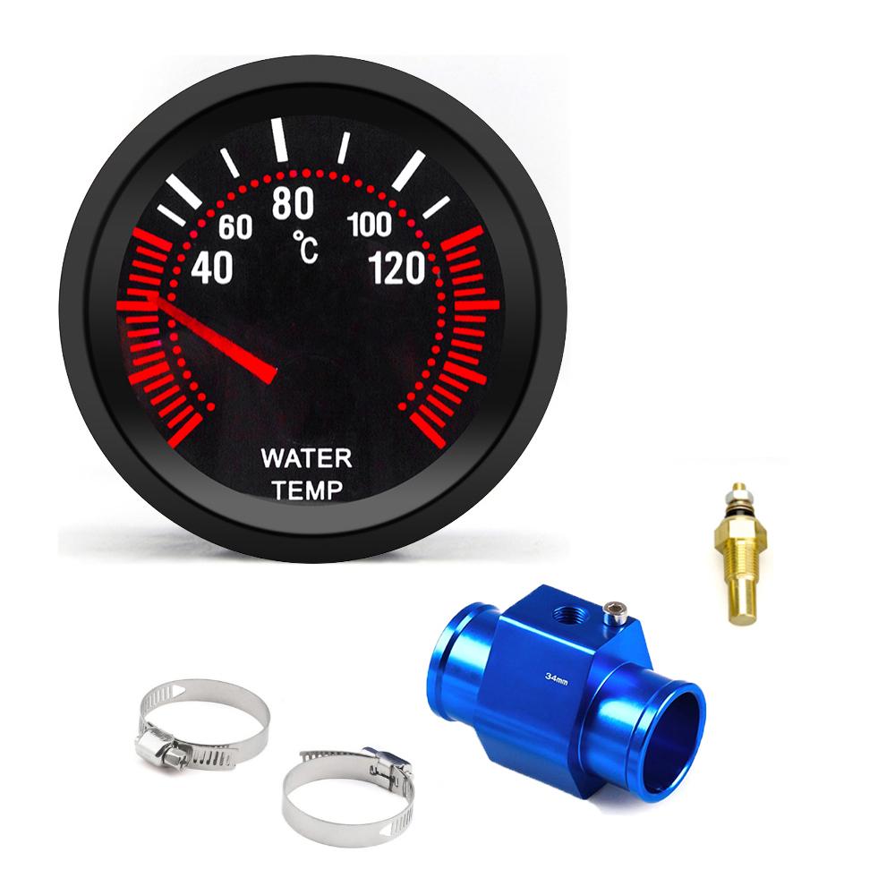 52mm Car Water Temperature Gauge 40~120 ℃ With Water Temp Sensor & Water Temp Adapter Joint Pipe Radiator 1/8ZG Sensor Car Gauge