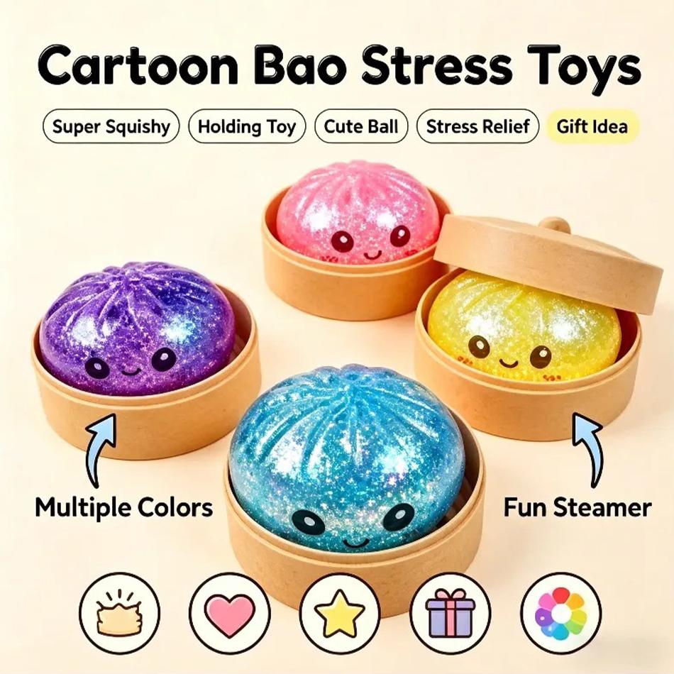 Favorite Toy Gold Glitter Dumpling Squishy Ultra Rare Glitter Hidden Edition Dumplings Sensory Steamer Soft Tpr Dough Ball For Stress Relief