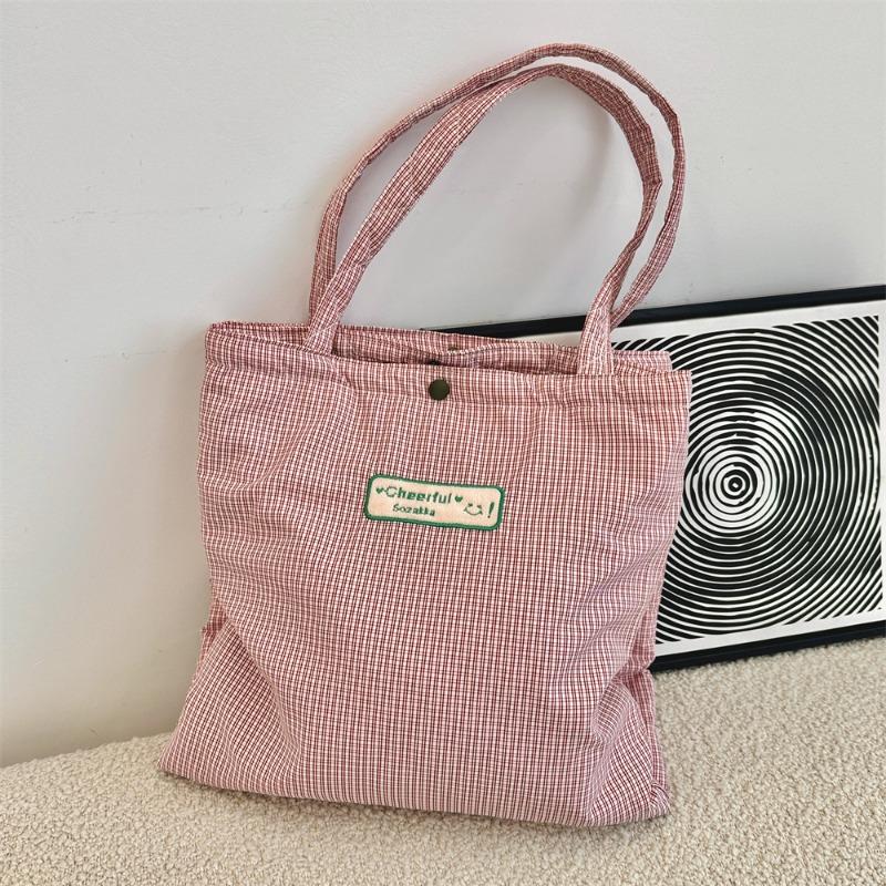 101 Lazy style plaid double pocket shoulder bag autumn new light casual class commuter bag