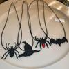 Halloween Bat Necklace Unique Braided Rope Necklace Eye catching Bat Hat Spiders Clavicle Chain for Halloween Jewelry
