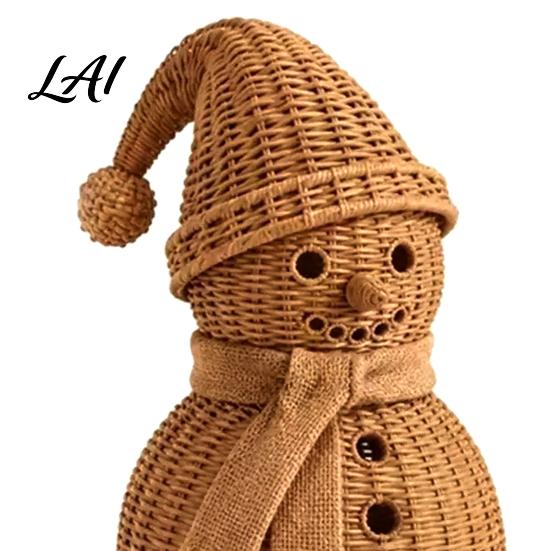 Cute Snowman Shelf Decor Christmas Ornament for Tabletop Decor Retro Resin Figurine Decorative Figurines Fireplaces with Knitted Texture Winter