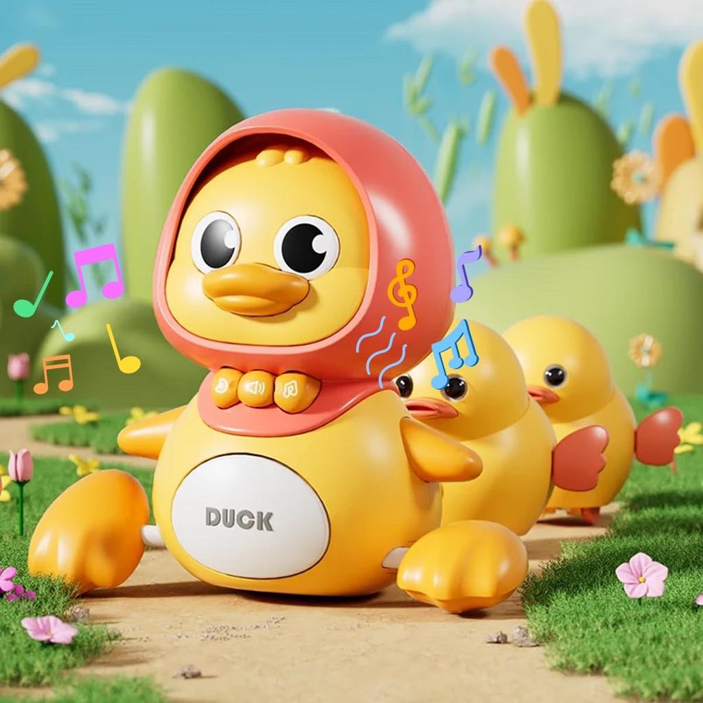 KeyAngel Duck Mother and Duck Baby Toy, Educational Toy for Babies Ages 0, 1, 2, and 3, Includes 1 Mother Duck and 2 Ducklings, Music, Lights, Baby