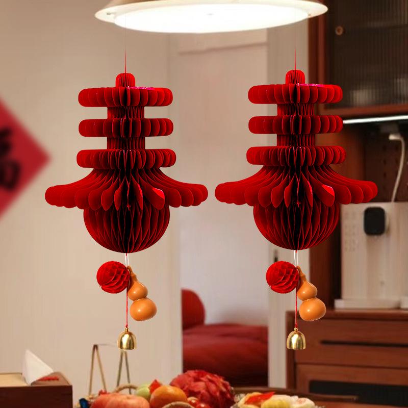 2025 Year of the Snake Spring Festival 3D Lantern Pendant & Honeycomb Ball Decorations