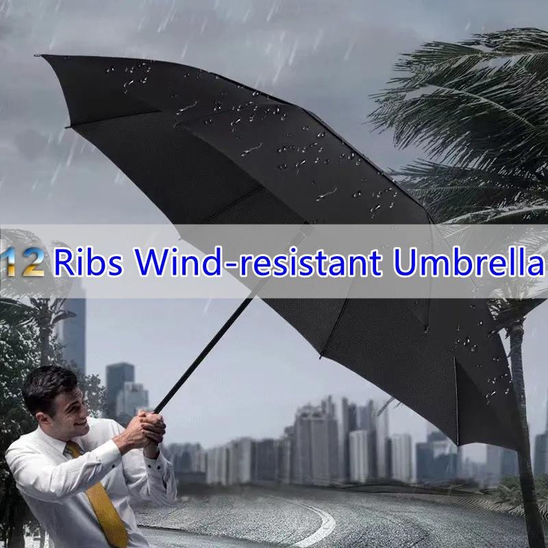 A 130cm super large foldable umbrella with sun protection, windproof strong reinforced with 10 bones, sturdy for three people