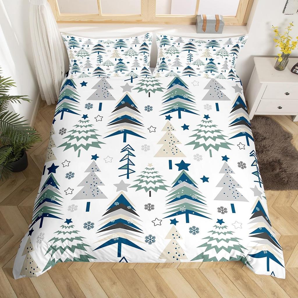 Merry Christmas Duvet Cover Twin Queen Christmas Tree Snowman Bedding Set For Kids Boy Girl Teen Gingerbread Man Comforter Cover