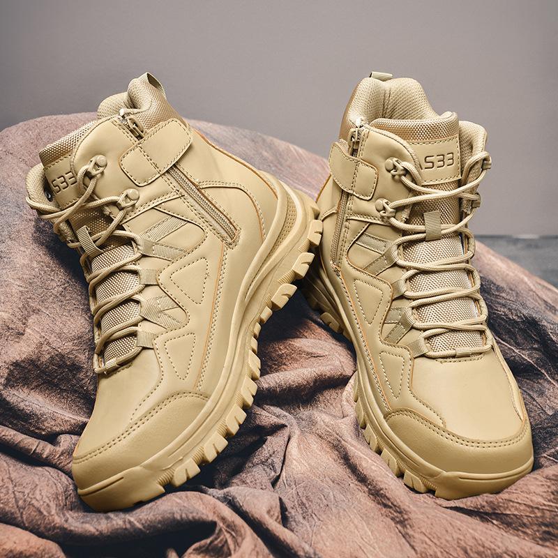 New High-top Combat Boots Non-slip and Wear-resistant Shock-absorbing Land Combat Boots Field Camping Outdoor Tactical Boots Mountaineering Shoes