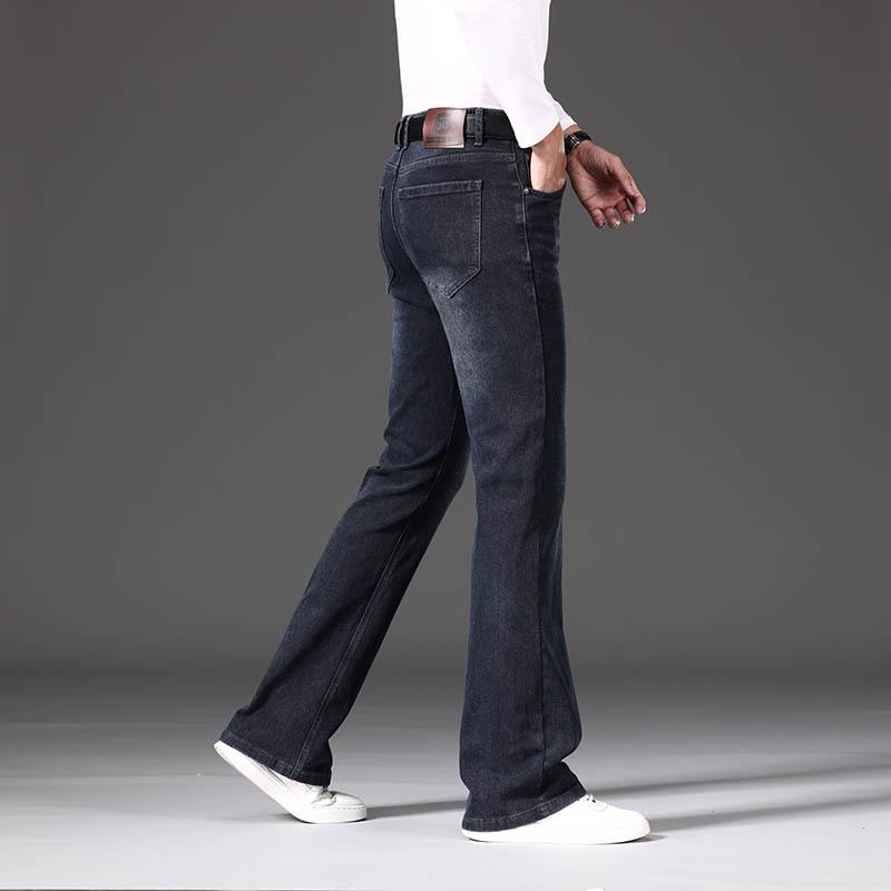Men's Flared Jeans High Waist Loose Stretch Thickened Flared Denim Wide Leg Pants
