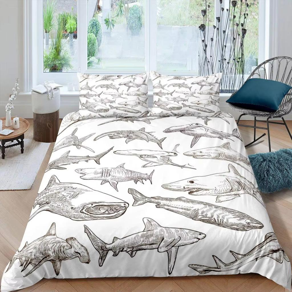 Kiler Whale Soft Duvet Cover Set Underwater World Animals Single Double Beding Children Kids Tens Adult Peoples Rom Ocean Whale Warm Comforter Cover