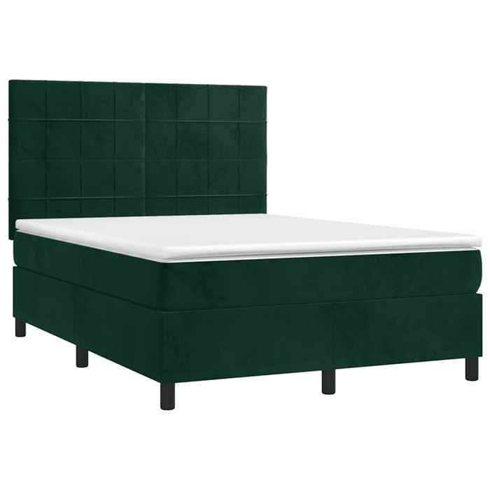 Maison Exclusive - Sommier à lattes de lit matelas et LED Vert foncé 140x190 cm