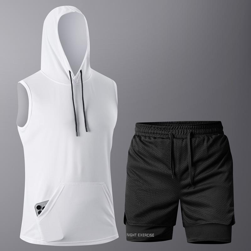 Tank Top + Shorts Sets Men Summer Tennis Activewear Running Basketball Training Wear Sleeveless Vest 2 Pcs Tracksuit