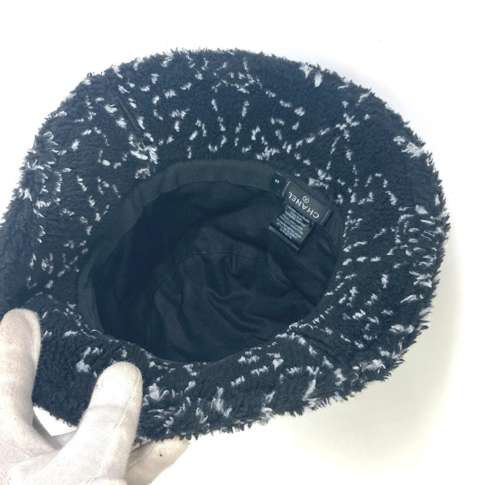 CHANEL hat CC Mark CC boa bucket hat hat fur / polyester Black/White