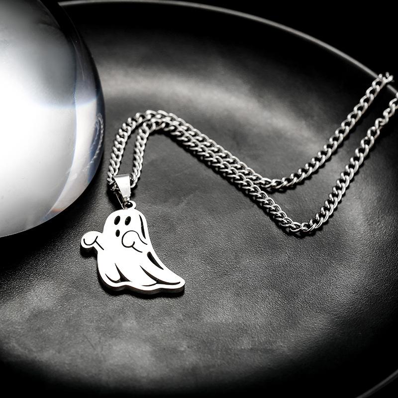 Little Ghost Pendant Titanium Steel Necklace Hip Hop Men and Women Necklace Accessories 60CM