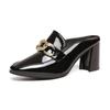 2024 Women's High Heels Spring New Chain Decorate Square Toe Women Shoes Females Fashion Slip On Thick Heel Mary Janes Shoes
